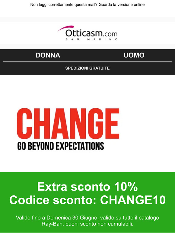 Extra sconto -10% su tutti i Ray-Ban
