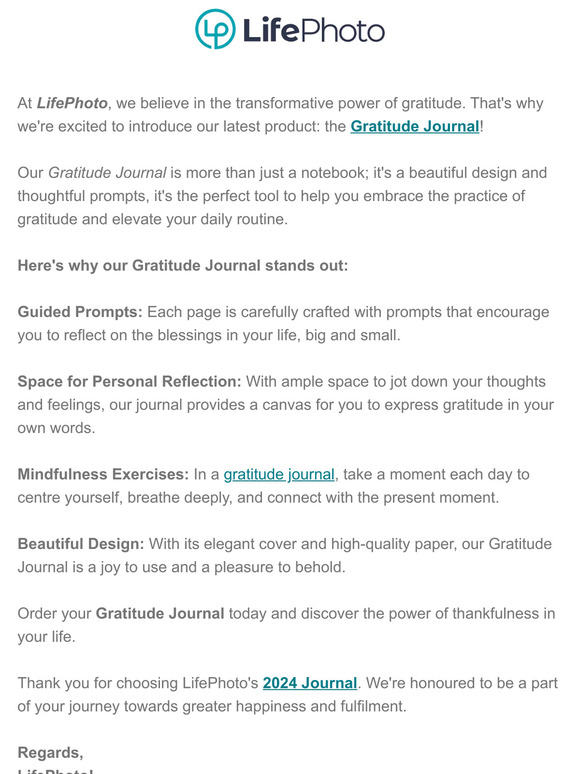 Gratitude Journal with Photo