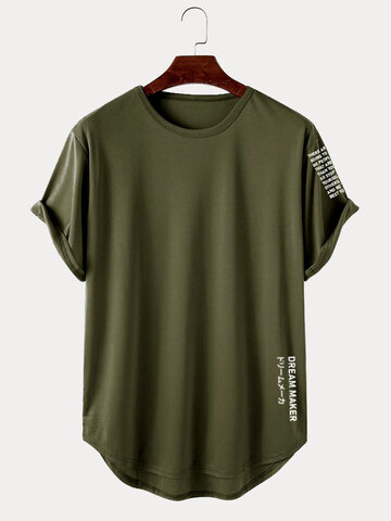 Letter Print High Low T-Shirts