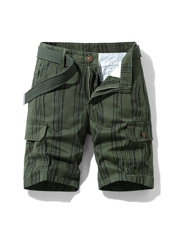 Striped Utility Cargo Pocket No Belt Shorts