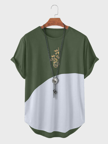 Rose Embroidered Patchwork T-Shirts