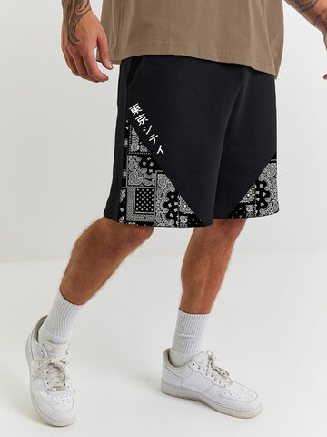 Ethnic Paisley Print Patchwork Shorts