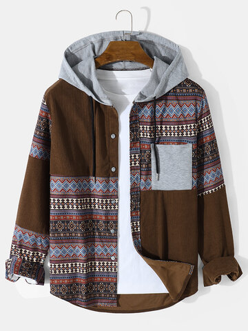 Corduroy Patchwork Ethnic Shirts