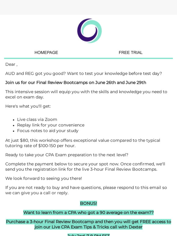 REG and AUD Bootcamps+ BONUS!!!