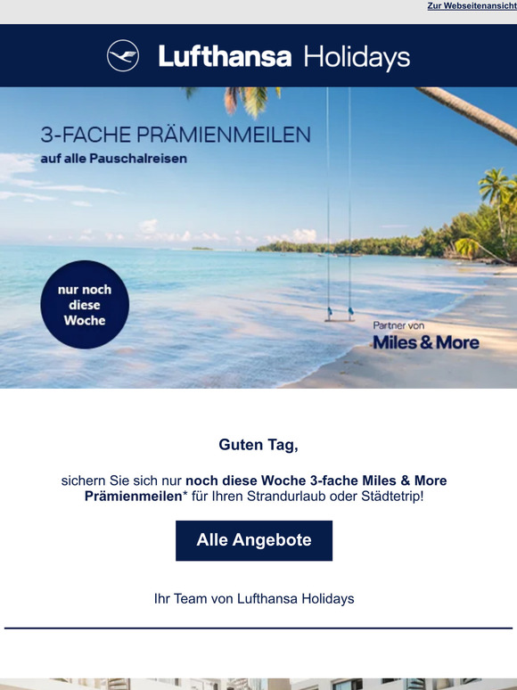Nur noch diese Woche: 3-fache Miles&More Prämienmeilen sammeln