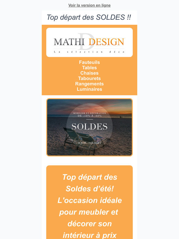 🏖Soldes Mobilier et décoration: des remises jusqu'à -60%🔥