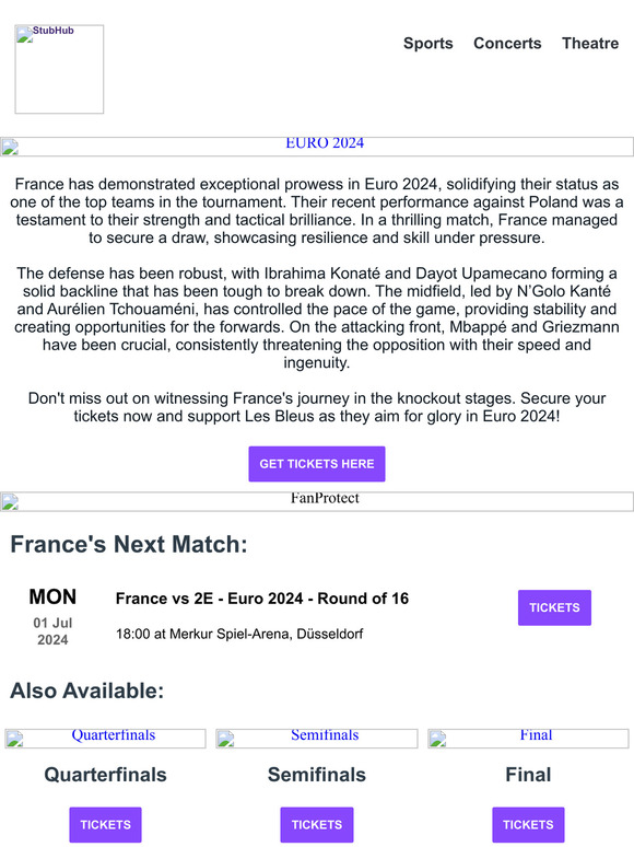 Stubhub.co.uk Experience the Excitement France Advances to Euro 2024