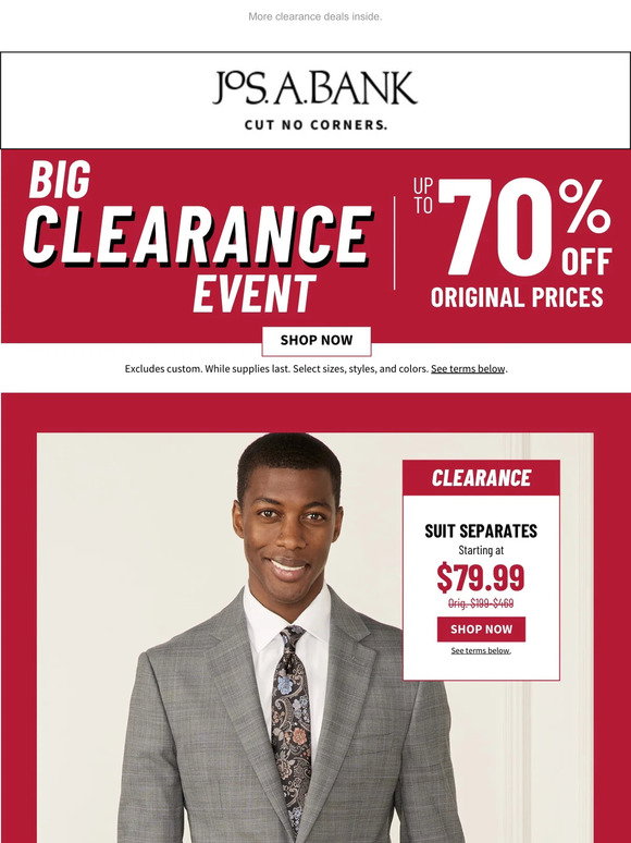 Jos. A. Bank: Clearance suit separates as low as $79.99. | Milled