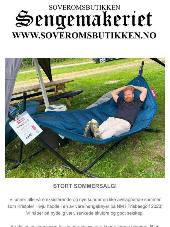 Stort sommersalg hos Sengemakeriet Soveromsbutikken Ut Juni!