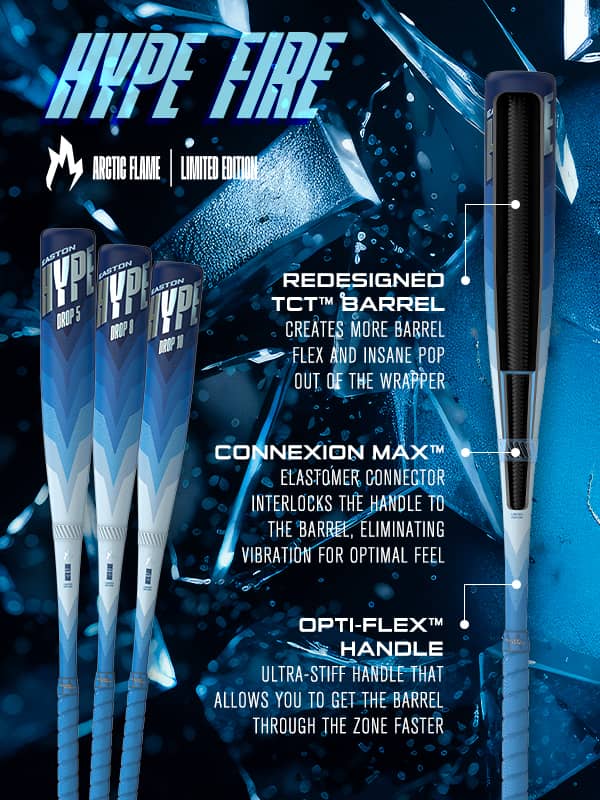 Easton Hype Fire Arctic Flame Baseball Bats