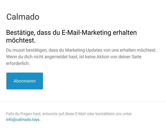 Bestätige, dass du E-Mail-Marketing erhalten möchtest.
