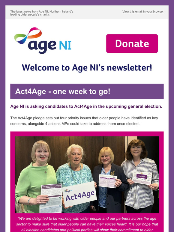 Welcome to Age NI's June newsletter