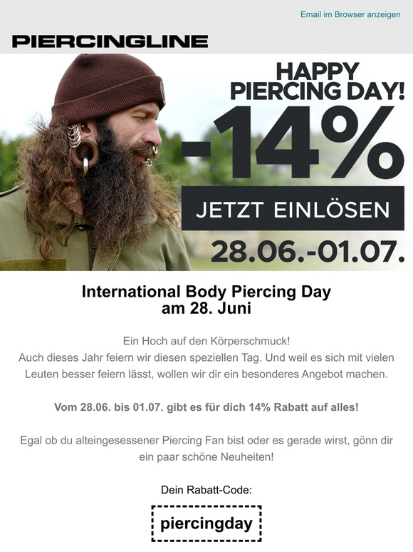 Happy Piercing Day - 14% Rabatt auf alles!