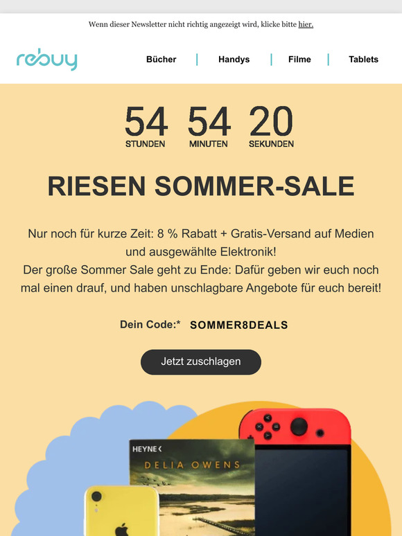 Verpasse nicht DEN RIESEN SOMMER-SALE ⏰