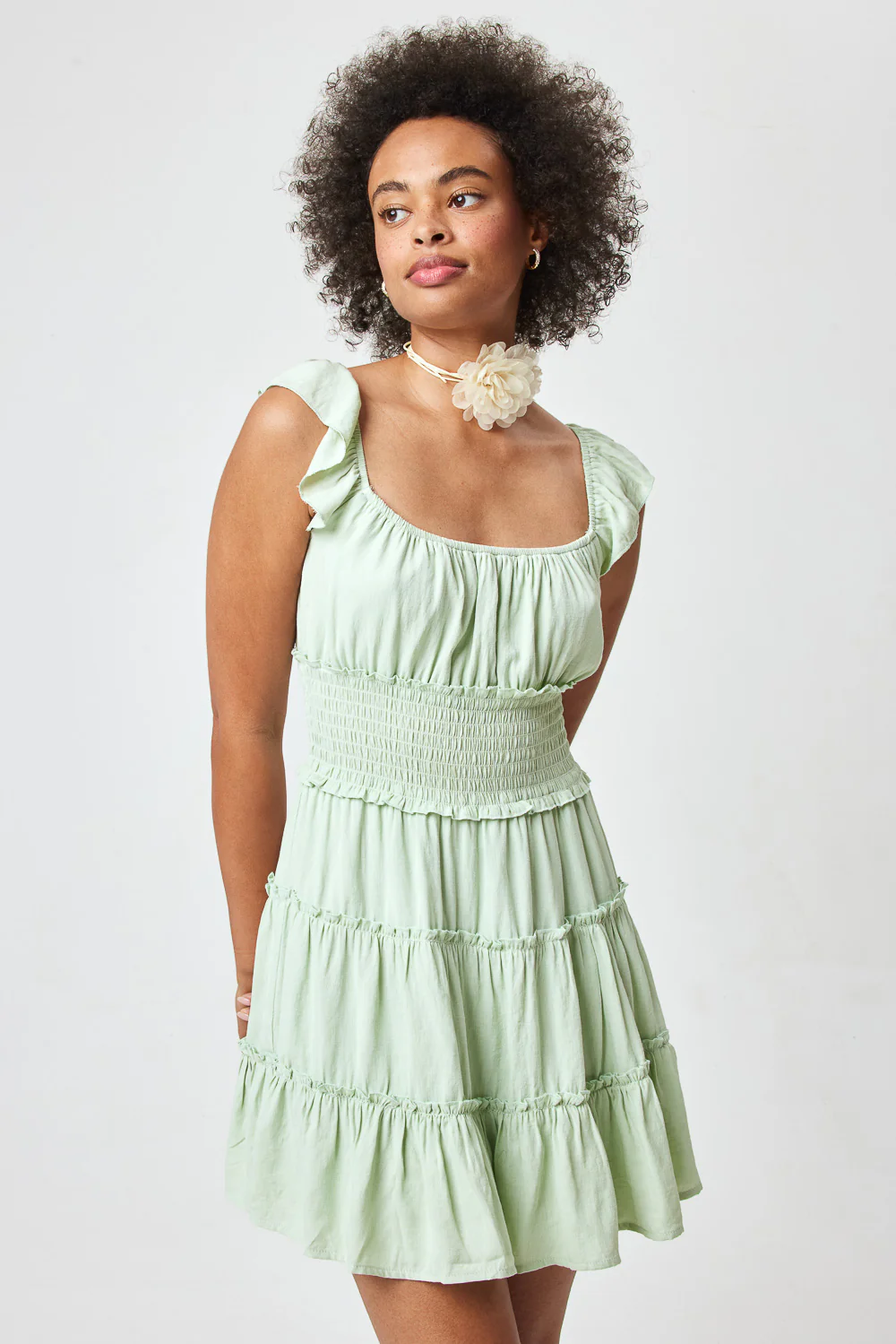 Image of Mint Green Smocked Waist Dress