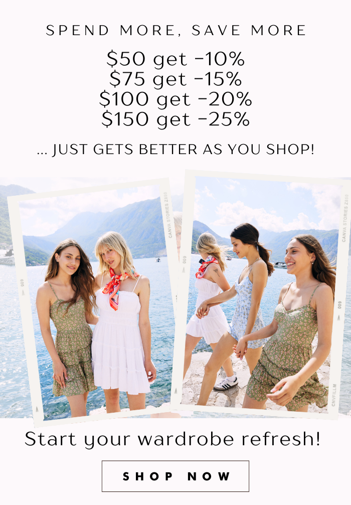 spend $50 get -10%, $75 -15%, $100 -20%, $150 -25%...just keeps going as you shop more!