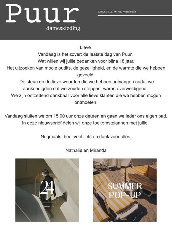 Vandaag is het zover: de laatste dag van Puur.