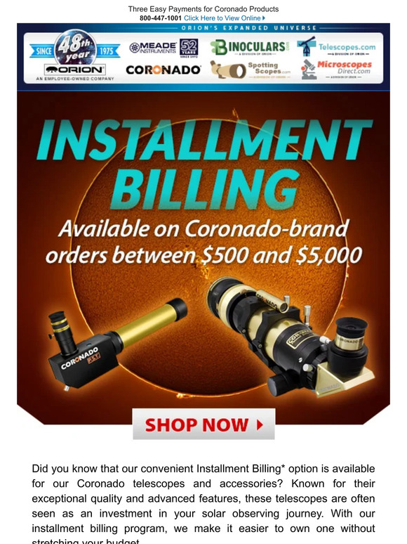 Three Easy Payments for Coronado Products