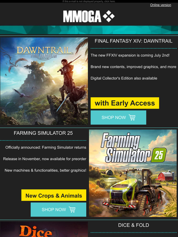 MMOGA - FF XIV Dawntrail! Farming Simulator 25! Dice & Fold!