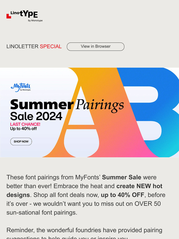 Final Call for Summer Sale Pairings
