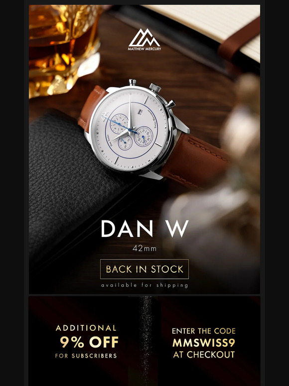 Back in Stock: Dan W 42mm, Dan Red, Dan Green & Spider Watches!