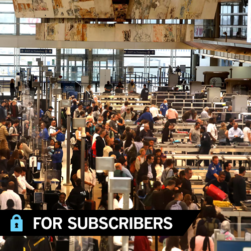 A long line at the Tom Bradley International Terminal.