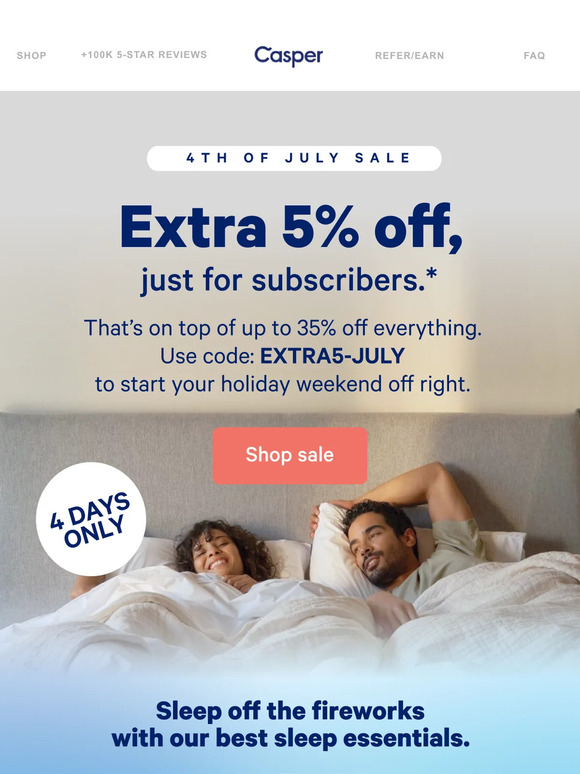 Casper Email Newsletters Shop Sales, Discounts, and Coupon Codes