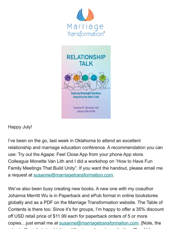 Connect with Relationship Talk (App to try out and New Book)