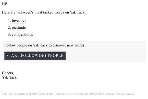 Last Week's Most Tacked Words