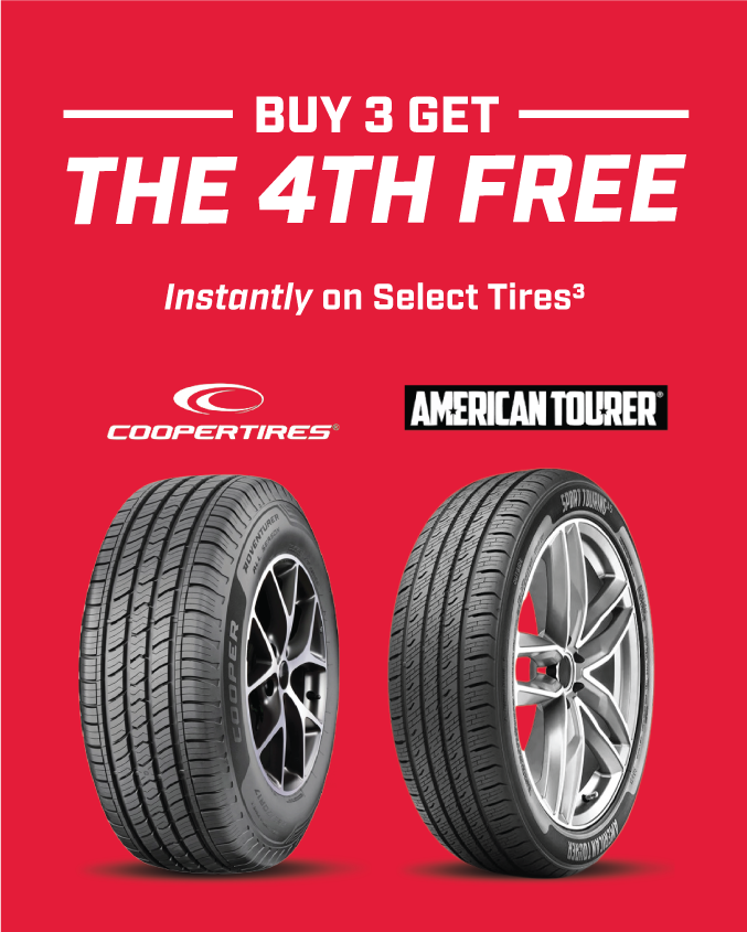 Buy 3 Get the 4th Free Instantly on Select Tires3