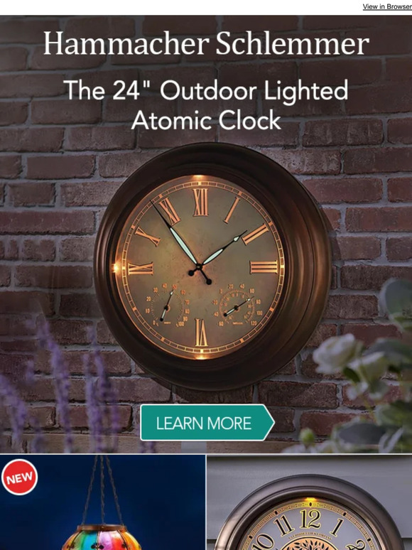 Hammacher Schlemmer: The 24'' Outdoor Lighted Atomic Clock | Milled