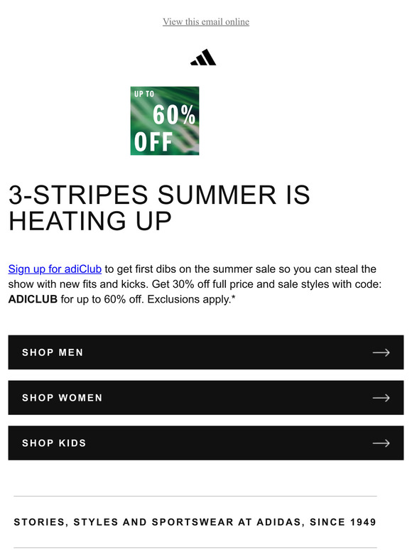 Adidas new sign up code online