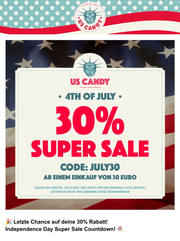 Letzte Chance: 30% Rabatt auf ALLES - 4th of July SUPER SALE! 🎉🍭