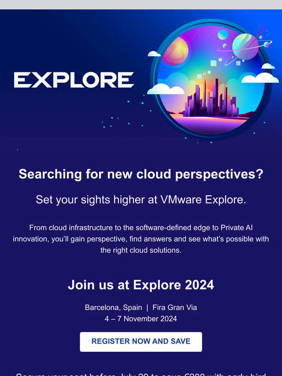 VMware US VMware Explore 2024 Barcelona Register Now Milled