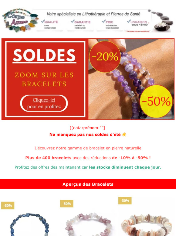 🔥 SOLDES D'ÉTÉ : Bracelets en pierres naturelles jusqu'à -50%