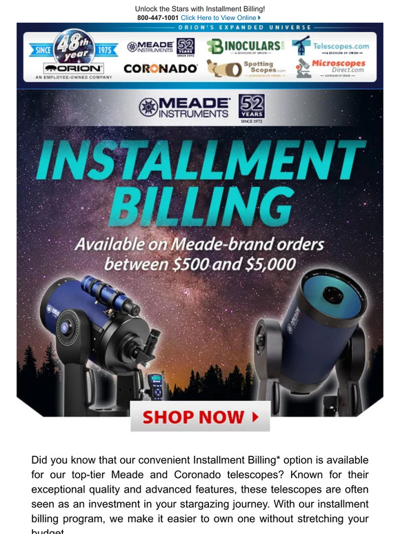 Three Easy Payments for Meade Products