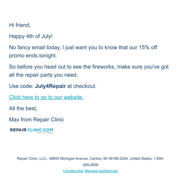 Your 15% off coupon ends tonight