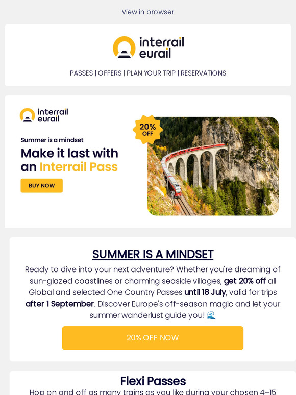 SALE: 20% off selected Interrail Passes! 🚂