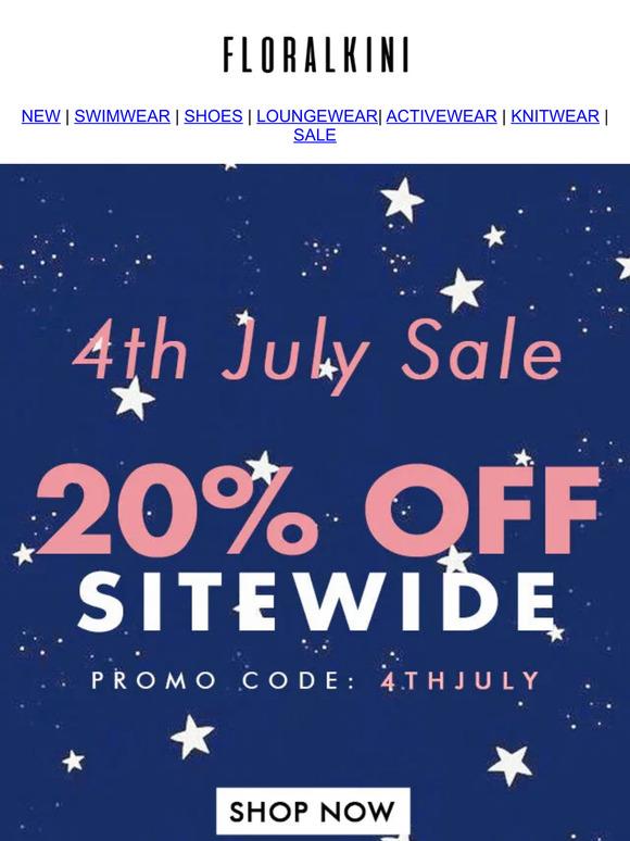 4th July Sale Starts Now! 20% OFF SITEWIDE