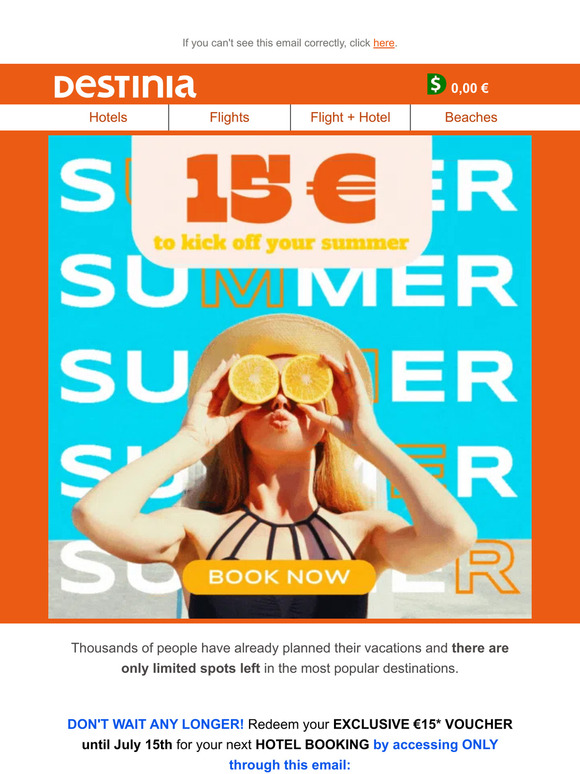 15€ to kick off your summer 🏖️