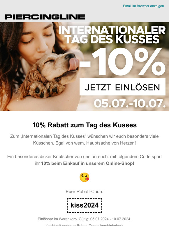 😘 10% Rabatt zum Tag des Kusses