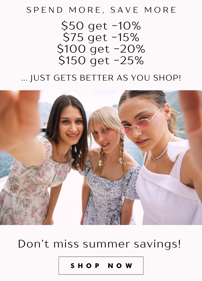 spend $50 get -10%, $75 -15%, $100 -20%, $150 -25%...just keeps going as you shop more!