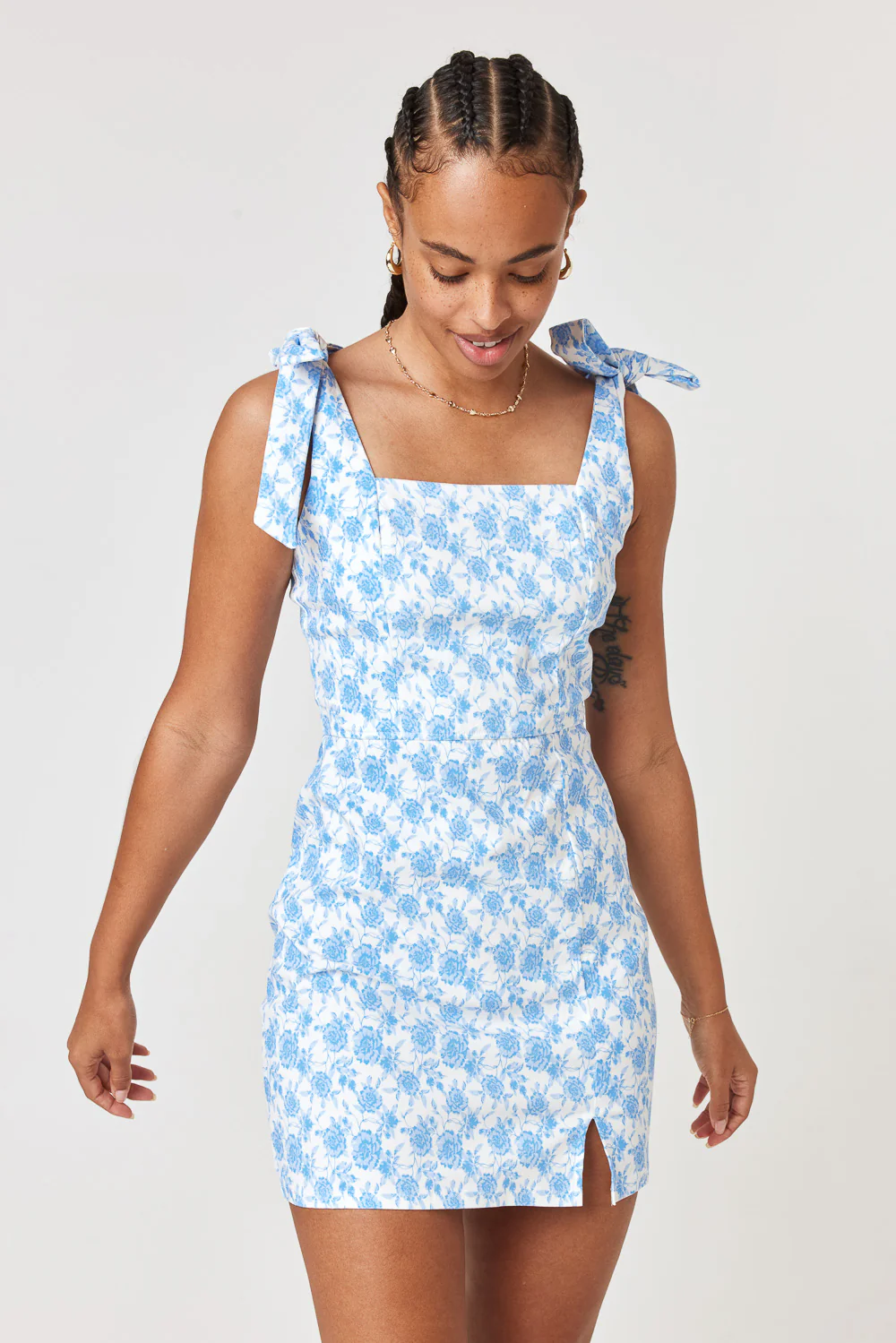 Image of White Blue Slim Dress