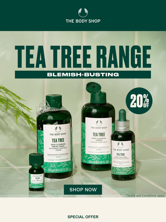 Clearer Skin Awaits! Tea Tree Skincare at 20% Off - SHOP NOW