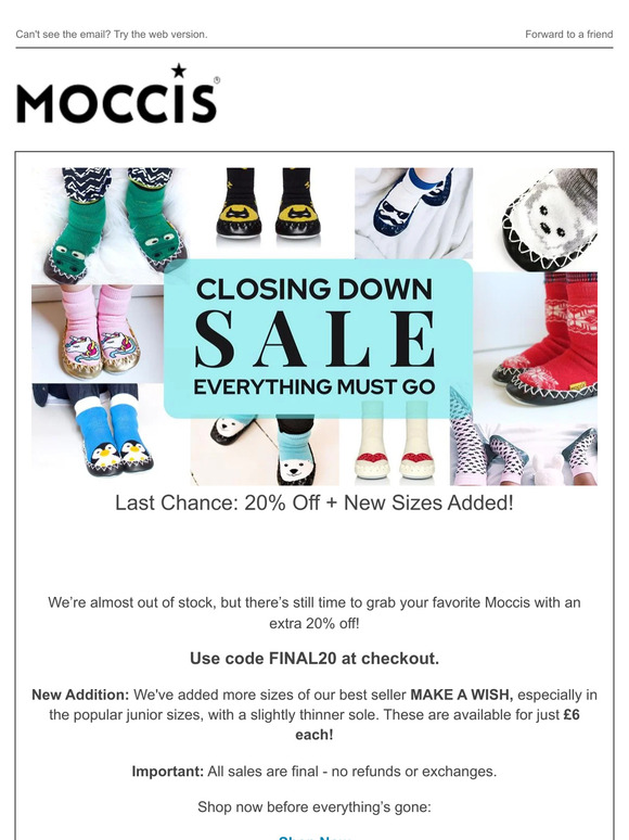 Last Chance! Additional 20% Off + New Sizes Added!