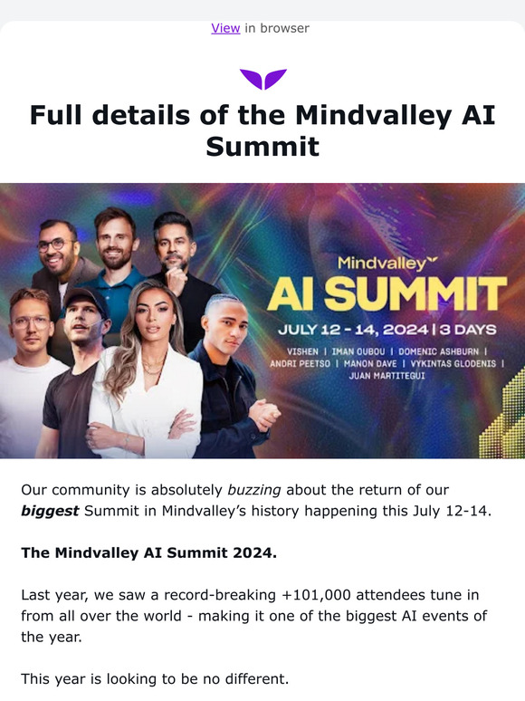 Mindvalley (US & CA) Get the full details of Mindvalley AI Summit 2024