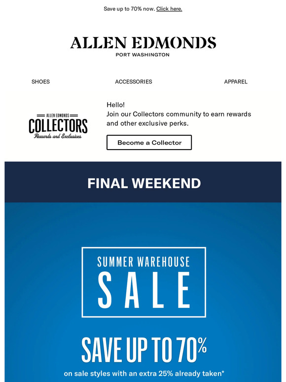 Allen Edmonds Email Newsletters Shop Sales, Discounts, and Coupon Codes