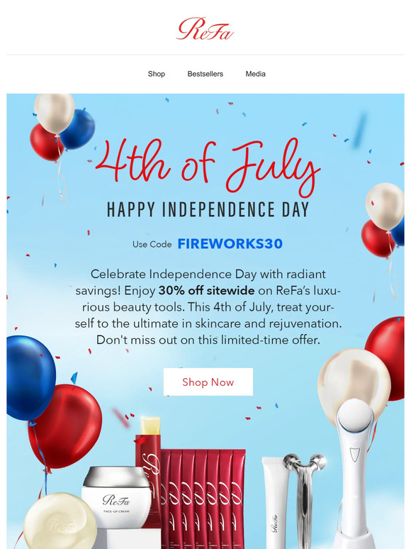 Don't Miss Out on ReFa's 4th of July Sale! 30% OFF SITEWIDE 🇺🇸✨