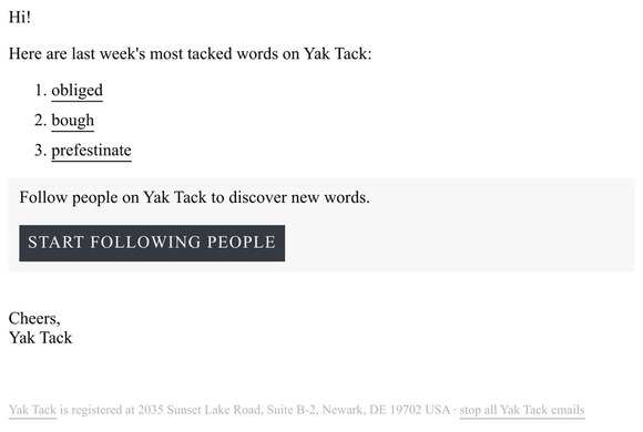 Last Week's Most Tacked Words
