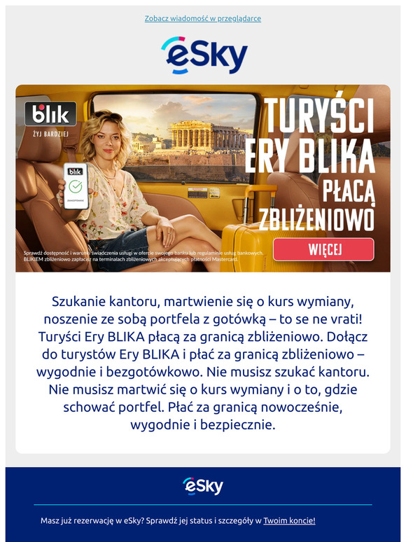 Turyści Ery BLIKA płacą zbliżeniowo